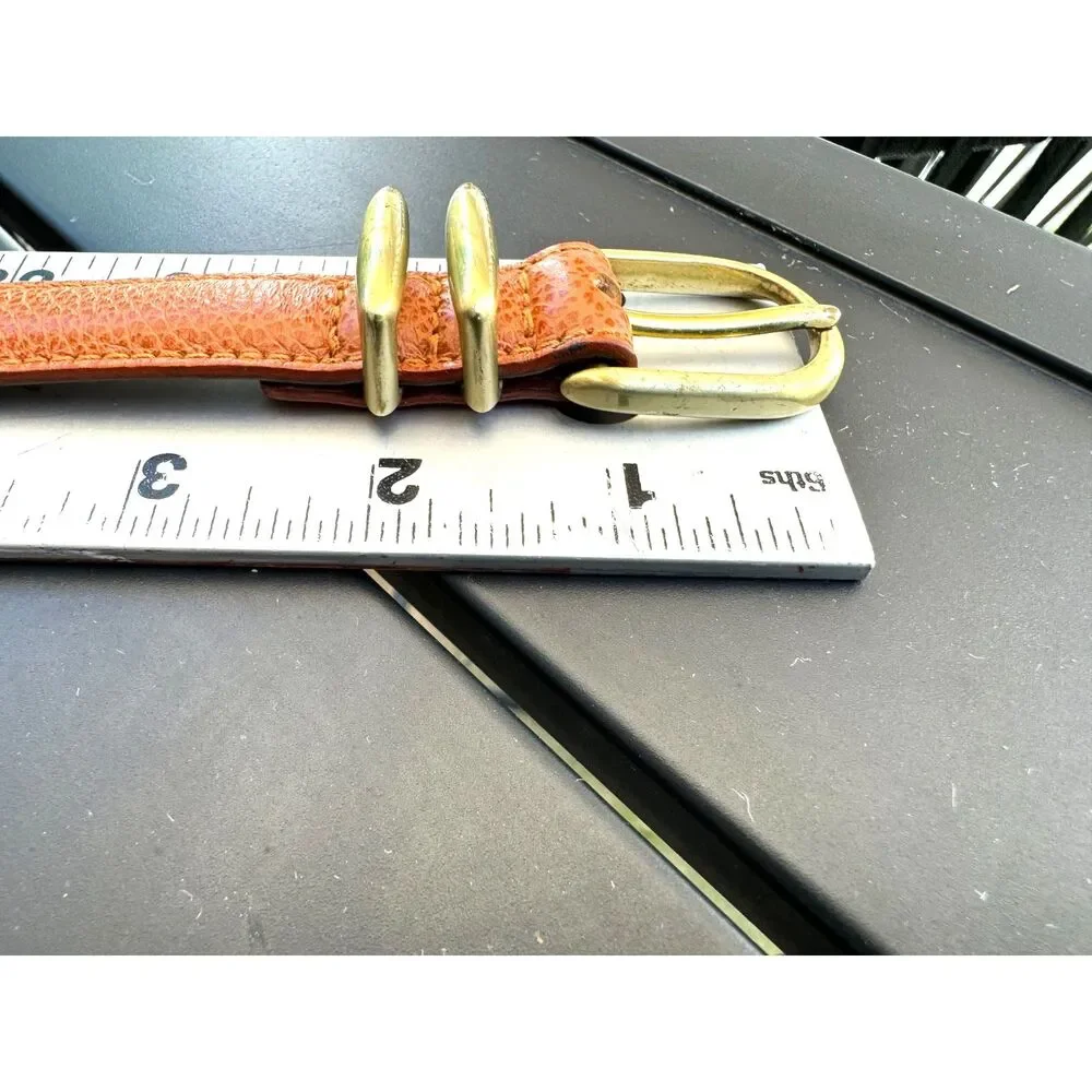 VTG Coach Handcrafted Mandarin Tan Leather Belt Brass Hardwar SZ M Made in Italy